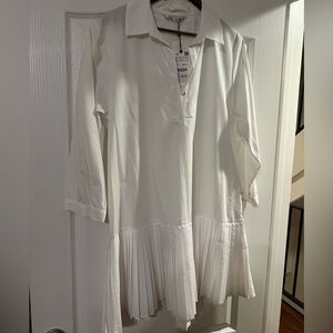 Shirt dress with pleaded skirt